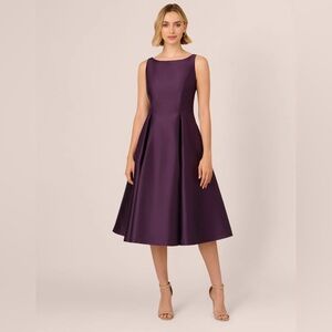 NWT - Adrianna Papell Sleeveless Tea Length Dress (Luxe Plum)